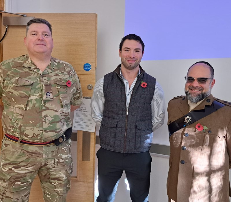 Major Anthony Sandle, Employer Engagement Officer for the North West; Nick Williams, Account Manager - MIDAS and Rabbi Nir Navad, Military Padre for 156 Regiment Royal Logistics Corps at Remembrance Day Service Major Anthony Sandle, Employer Engagement Officer for the North West; Nick Williams, Account Manager - MIDAS and Rabbi Nir Navad, Military Padre for 156 Regiment Royal Logistics Corps at Remembrance Day Service