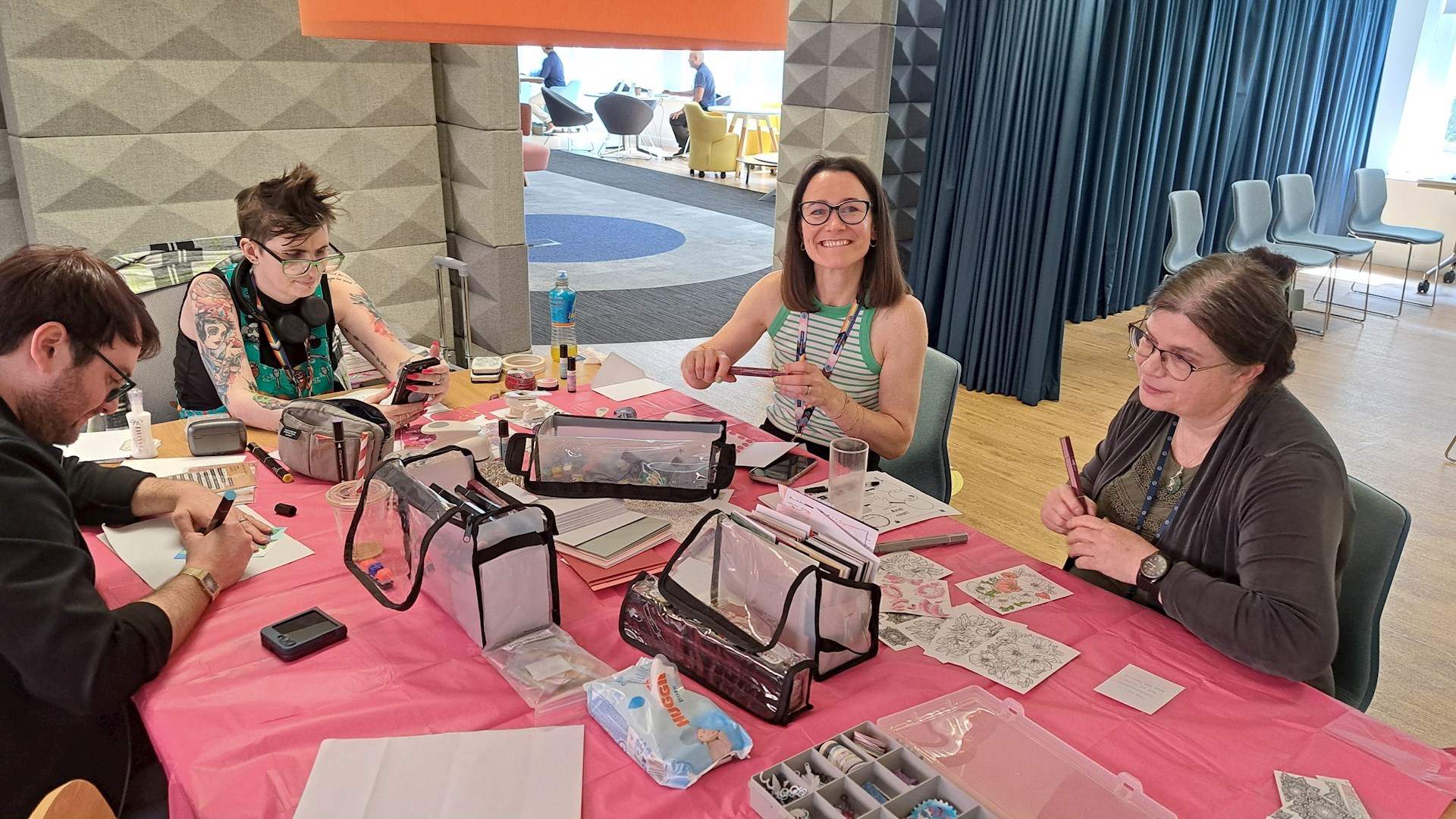 Colleagues taking part in crafting activities as part of Mental Health Awareness Week
