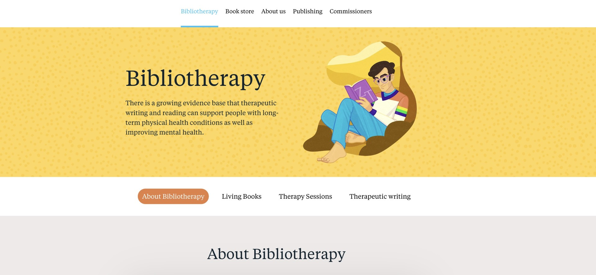 A page of ZunTold's explaining what bibliotherapy is 