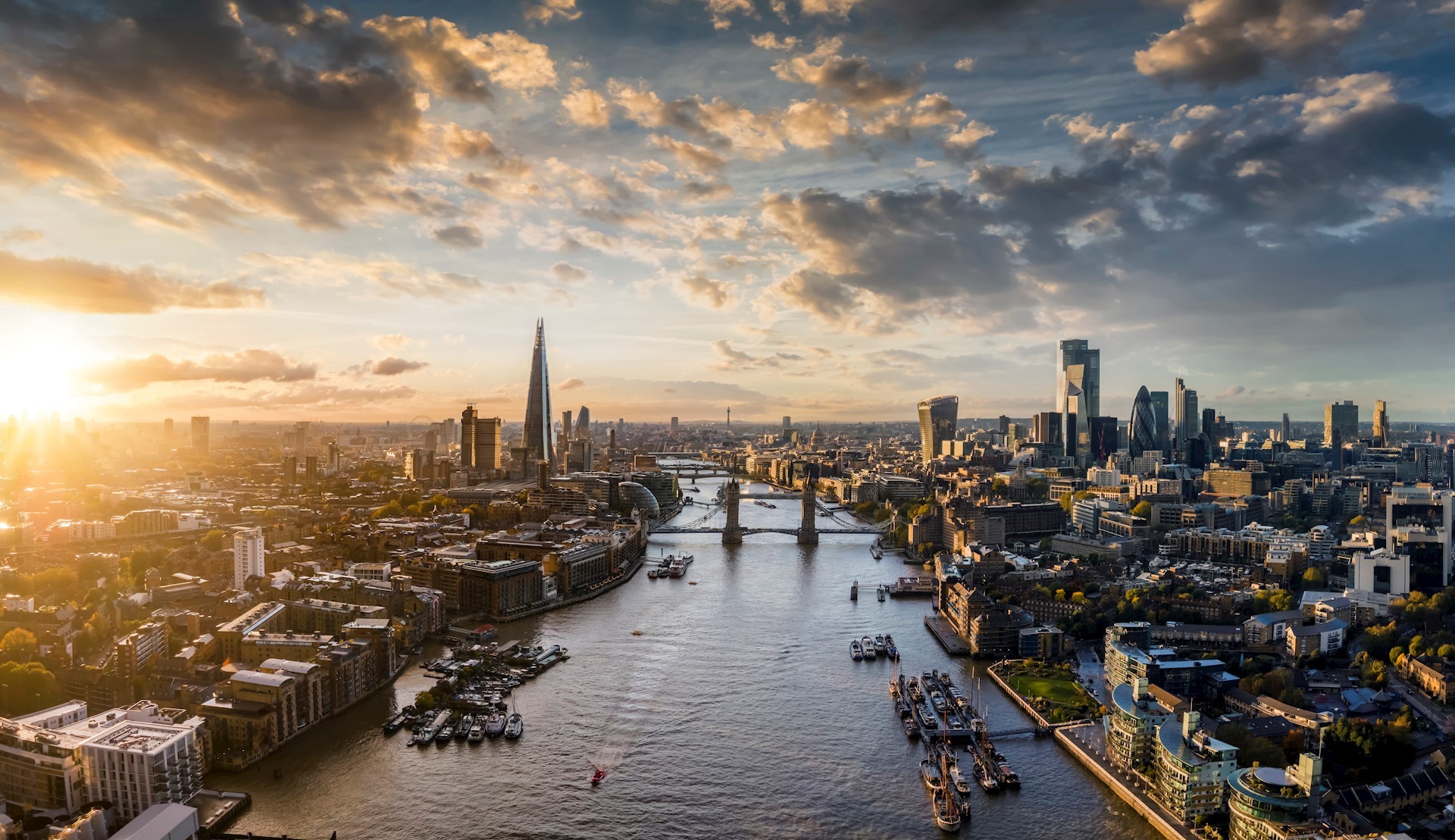 London skyline during sunset