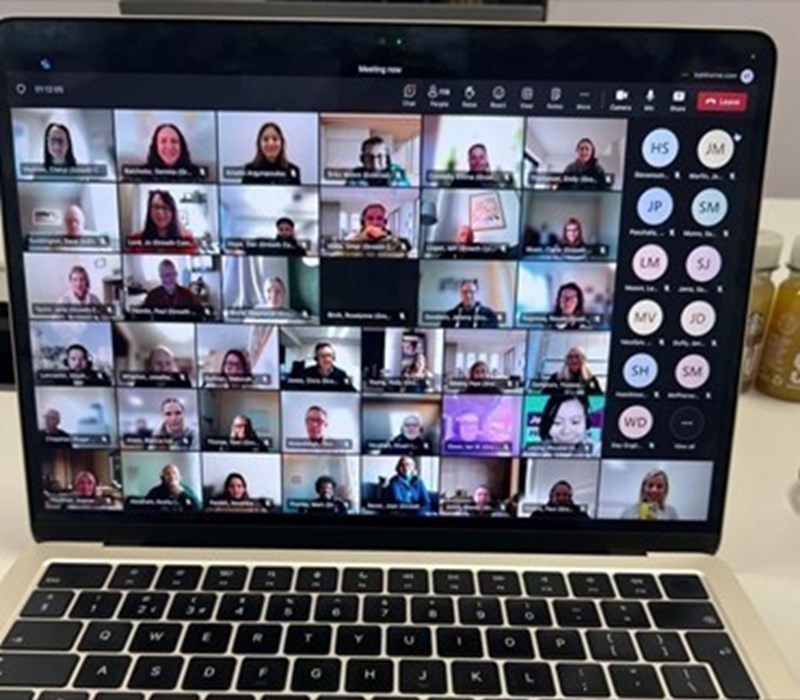 Picture of colleagues on Teams call for the Let’s Talk Wellbeing and Resilience keynote speaker virtual session Picture of colleagues on Teams call for the Let’s Talk Wellbeing and Resilience keynote speaker virtual session