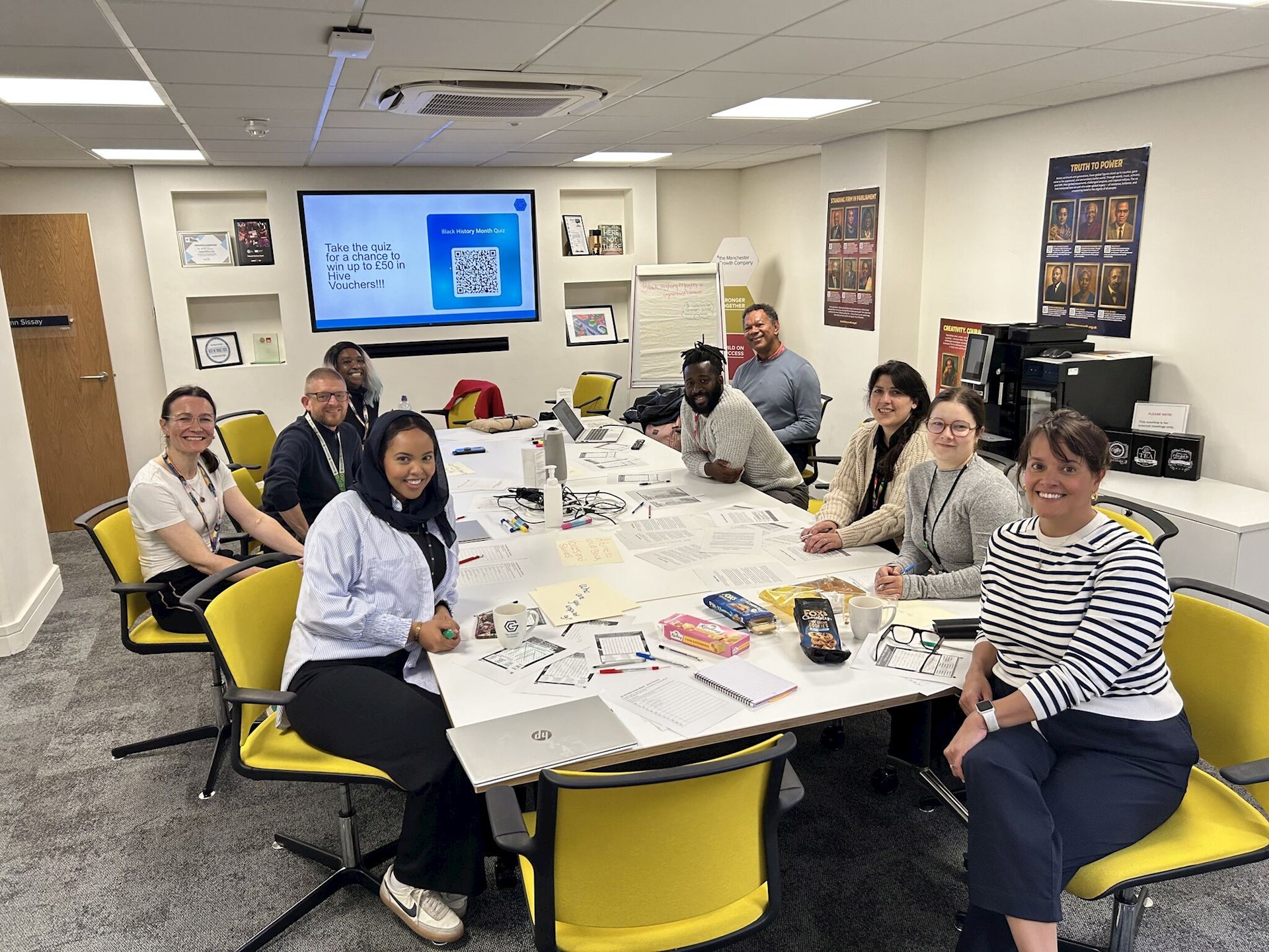 Colleagues taking part in a round table event for Black History Month