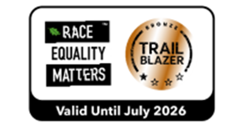 Race Equality Matters Trail Blazer - Bronze, valid until July 2026 Race Equality Matters Trail Blazer - Bronze, valid until July 2026