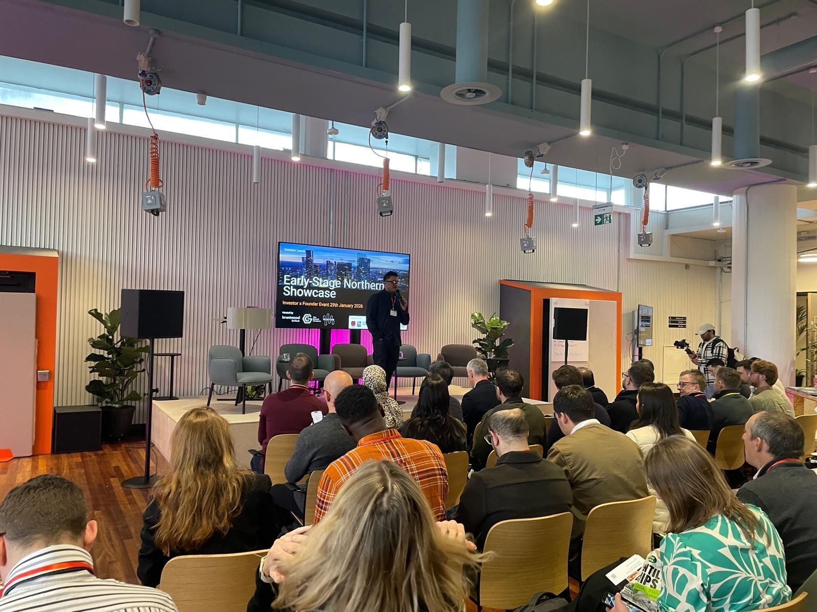 Crowd of attendees at the Early-Stage Northern Showcase - Investor x Founder event looking towards the stage before the speakers come one