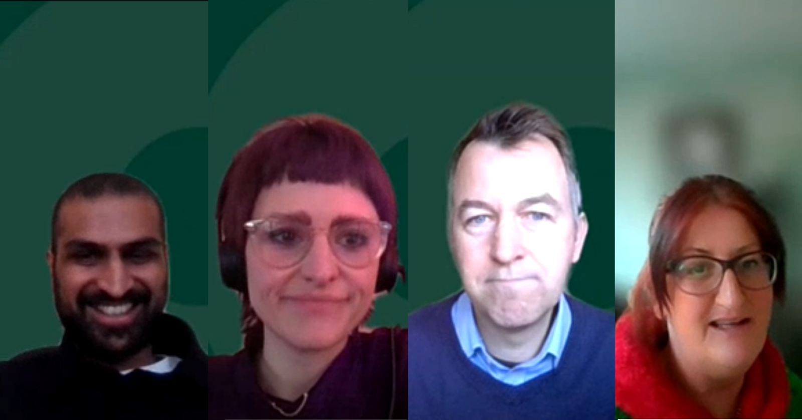Screenshot from the Save Energy, Save Costs webinar showing Sanjay, Catriona, Alasdair and Jeannie