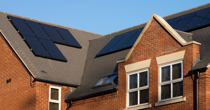 Photo of solar panels on the roof of a house
